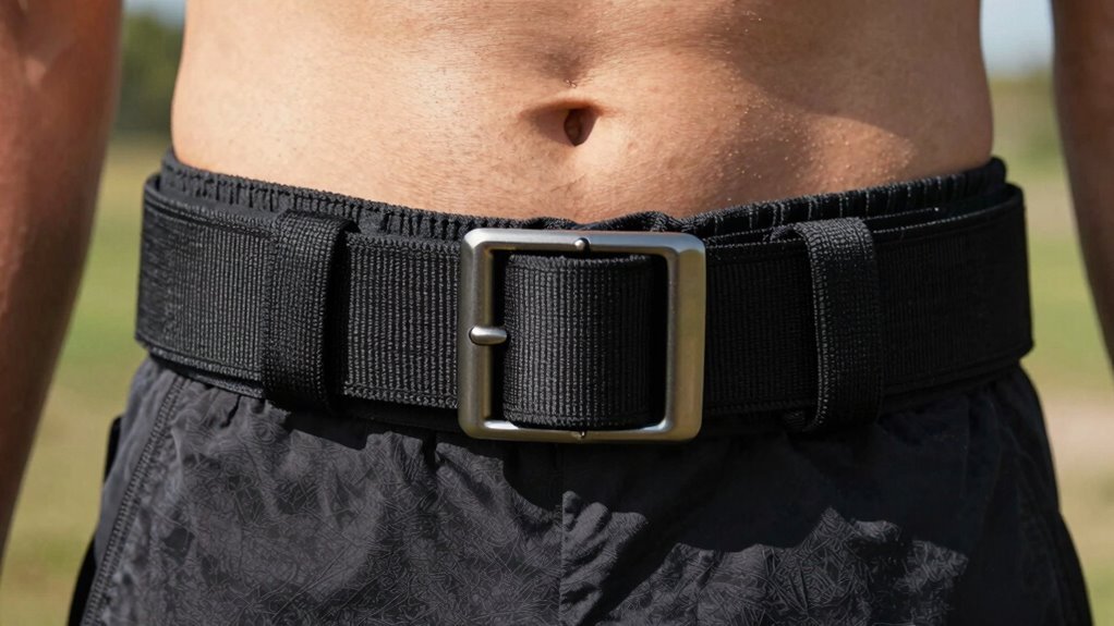 belt centered over crest