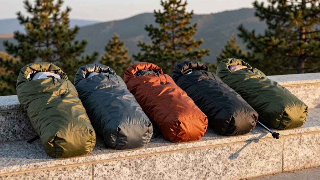 five lightweight sleeping bags