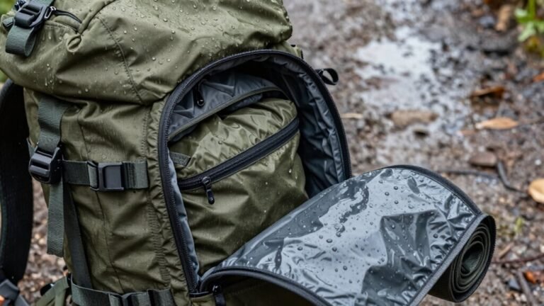 packing backpack in rain